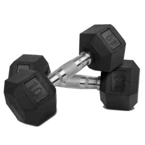 Mancuernas hexagonales rubber de 10 libras marca Fortis