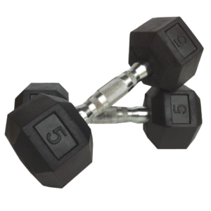 Mancuernas hexagonales rubber de 5 libras marca fortis