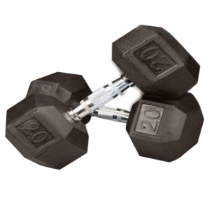 Mancuernas hexagonales rubber de 20 libras marca Fortis