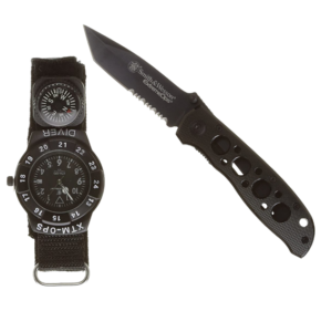 Combo de cuchillo táctico y reloj (Set de dos piezas) marca Humvee